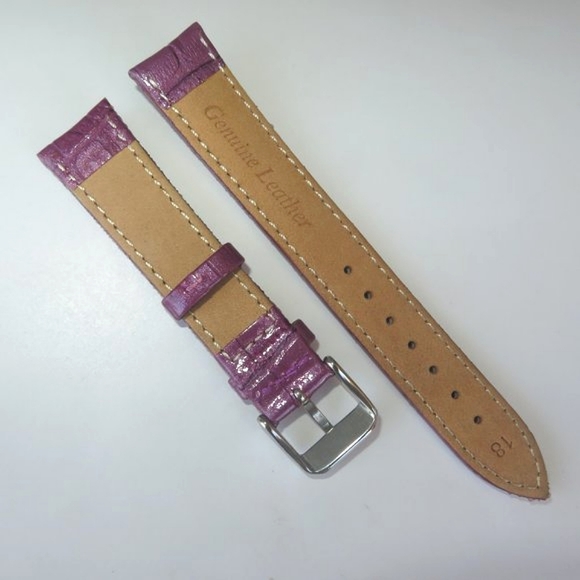 18mm Croc Embossed Purple Leather Watch Strap Replacement Band - Picture 5 of 6